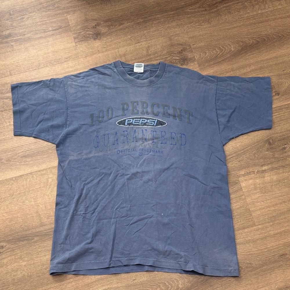 Vintage 90s Pepsi Promo T Shirt Embroidered Rare Single Stitch Size XL *Faded*